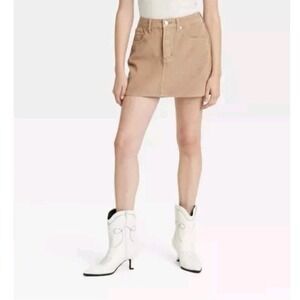Universal Threads Corduroy Mini Skirt Tan Size 2 NWT Buttonfly